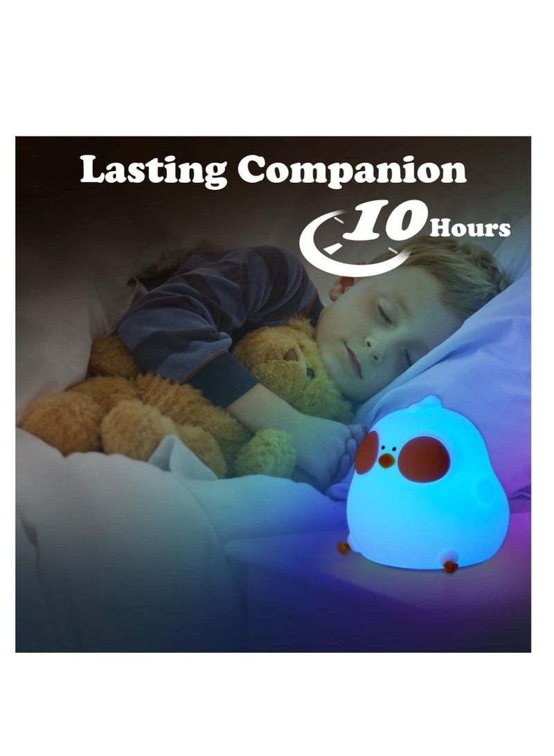Night Light for Kids, Chick Silicone Light, Soft Kawaii USB Rechargeable Kids Lights Bedroom, Touch 7 Colors Control Baby Gift Boys and Girls - Image 5