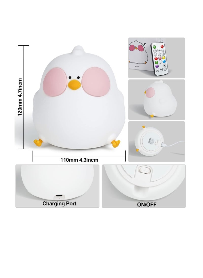 Night Light for Kids, Chick Silicone Light, Soft Kawaii USB Rechargeable Kids Lights Bedroom, Touch 7 Colors Control Baby Gift Boys and Girls - Image 2