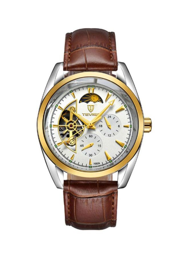 Tevise Men's Moon Phase Analog Automatic Watch 795A - 42 mm - Brown 