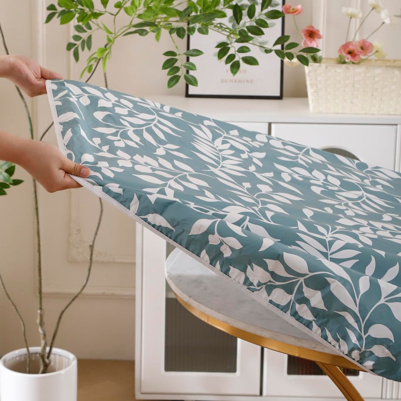 Walrus Round Vinyl Fitted Tablecloth with Flannel Backing Elastic Edge Design Table Cover Waterproof Oil-Proof PVC Table Cloth Stain-Resistant Best for 37"-44" Round - Image 3
