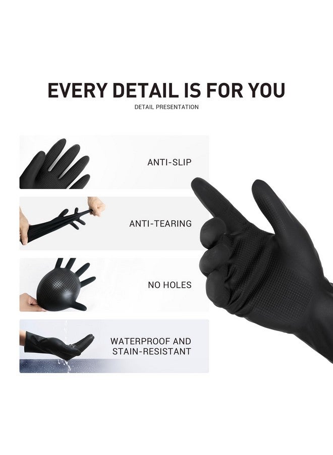 ThxToms 3 Pairs Hair Dye Gloves Reusable Professional Hair Color Rubber Gloves For Home And Salon Blackmedium  - Image 2