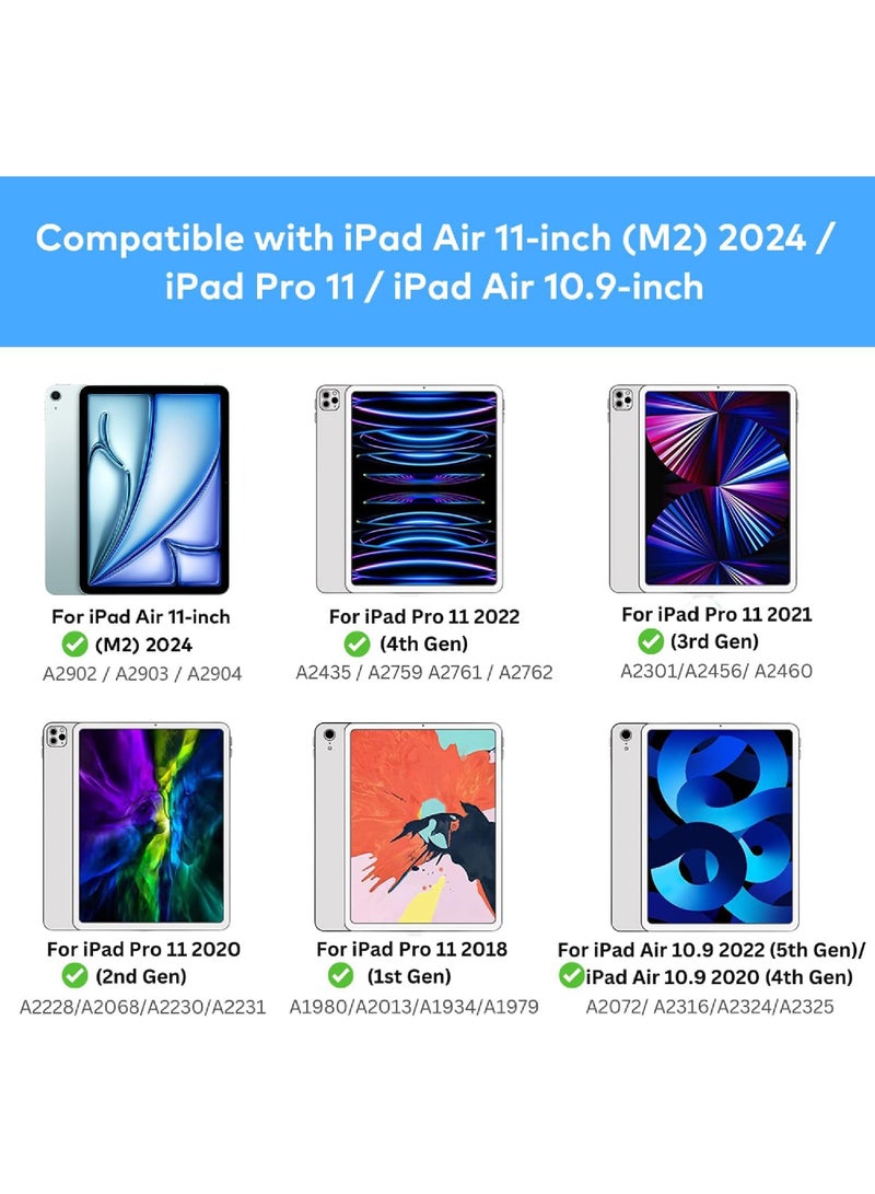 Rock Pow Cover Case for iPad Air 6th 11 Inch M2 (2024) iPad Air 5th 10.9 Inch (2022)/Air 4th 10.9 Inch (2020) iPad Pro 11 inch (2022/2021/2020/2018) with Transparent Back Cover with Discreet Retractable Pencil Holder - Image 2