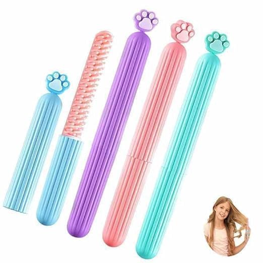 BIRZAR Hair Comb Portable Travel Lovely Decorative Cartoon Hair Comb With Cover Easy To Carry For Travelling Multicolour Cartoon Hair Comb With Cover 2 Pcs - Image 1
