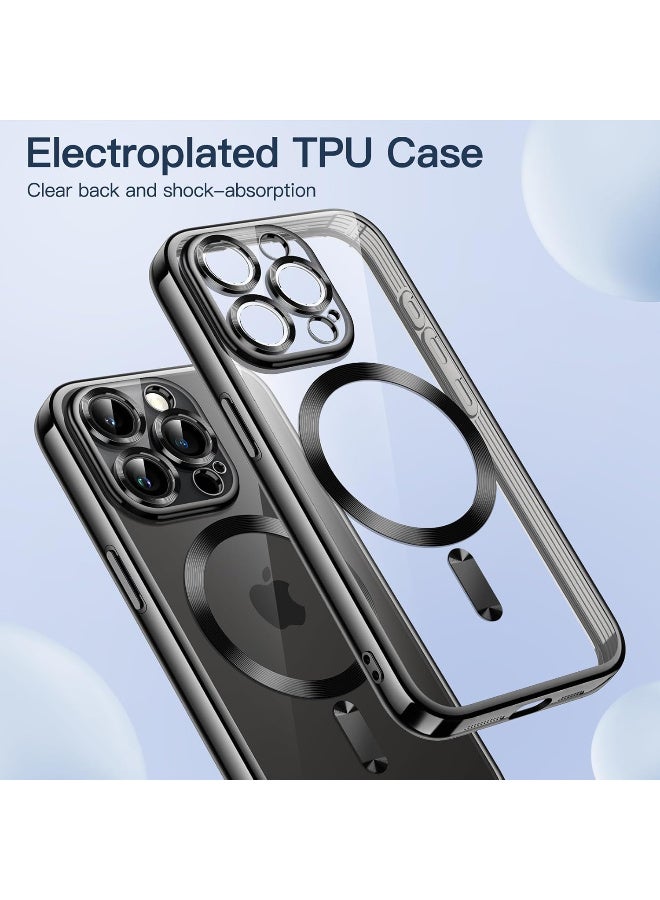 iPhone 14 Pro  Clear Case with MagSafe Wireless Charging Compatible Back Cover with Electroplating Shockproof Frame-BLACK - Image 2