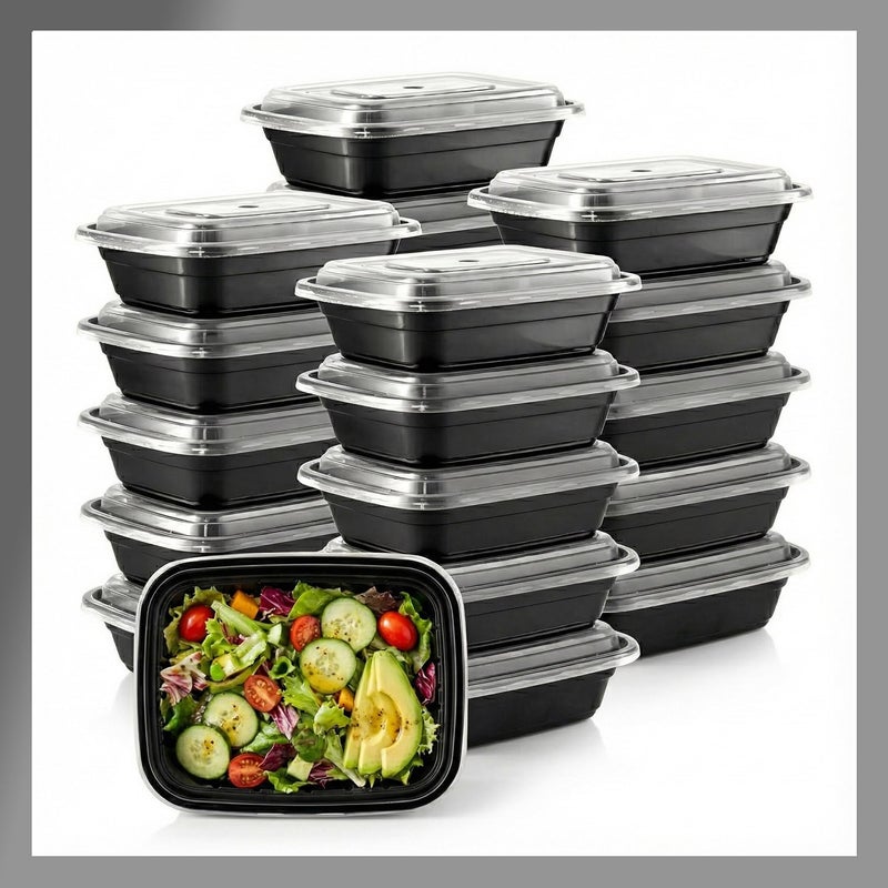 Pokanic Meal Prep Containers [10 Set] x [16 oz] with Lids, 1 compartment, Stackable, Reusable, Leakproof, Food Safe, Microwave, Freezer & Dishwasher Safe for Food Prep Storage Bento (10 Set, 16 oz) - Image 1