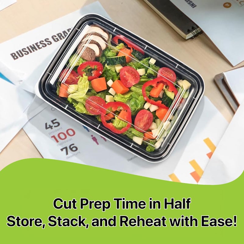 Pokanic Meal Prep Containers [10 Set] x [16 oz] with Lids, 1 compartment, Stackable, Reusable, Leakproof, Food Safe, Microwave, Freezer & Dishwasher Safe for Food Prep Storage Bento (10 Set, 16 oz) - Image 5