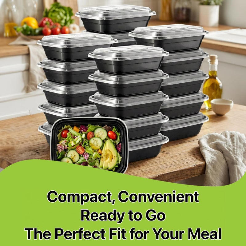 Pokanic Meal Prep Containers [10 Set] x [16 oz] with Lids, 1 compartment, Stackable, Reusable, Leakproof, Food Safe, Microwave, Freezer & Dishwasher Safe for Food Prep Storage Bento (10 Set, 16 oz) - Image 3