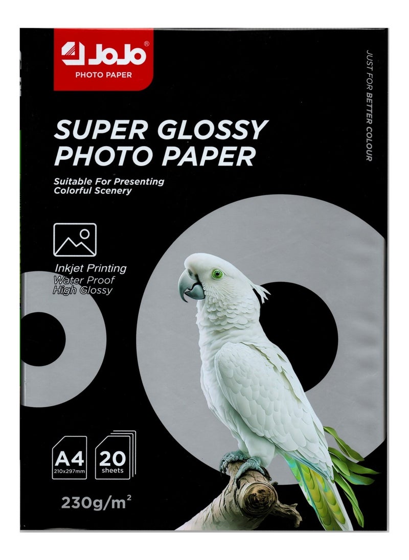 JOJO 20-Sheet Single Side Glossy Paper A4 Size 230gsm Thickness  - Image 1