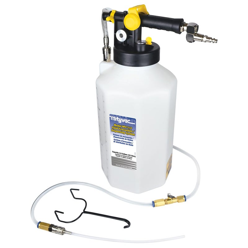 Mityvac MV7110 Fluid Extractor Dispenser for Evacuating ToppingOff Refilling Reservoirs or Bleeding Hydraulic BrakeClutch Systems 25 Gallon 120 PSI Compressed Air Vacuum or Positive Pressure