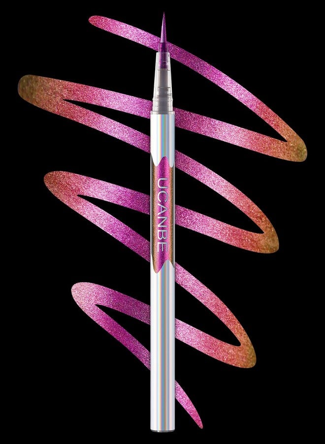 UCANBE Chameleon Liquid Eyeliner - Purple Yellow, Multi-Chrome Metallic Shift, Waterproof Glitter Eyeliner with Soft Fine Tip for Multi-Dimensional Eye Looks - Image 1