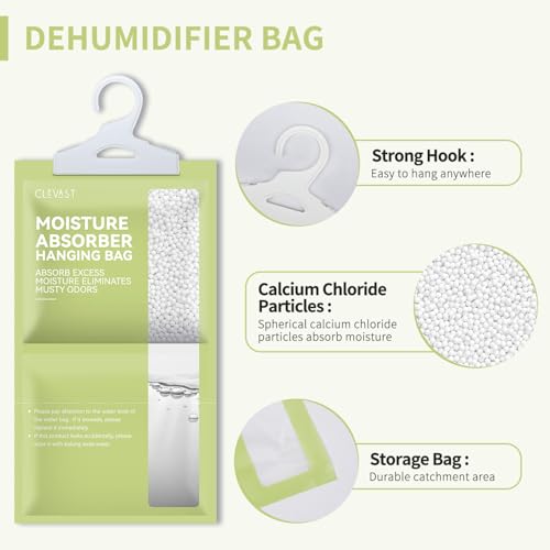 CLEVAST Moisture Absorbers Packets 10 Pack, Dehumidifier Bags for Closet, Scented Hanging Humidity Absorber in Wardrobes, Bedrooms, Bathrooms (Jasmine) - Image 4