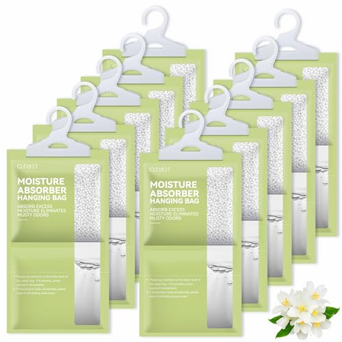 CLEVAST Moisture Absorbers Packets 10 Pack, Dehumidifier Bags for Closet, Scented Hanging Humidity Absorber in Wardrobes, Bedrooms, Bathrooms (Jasmine) - Image 1