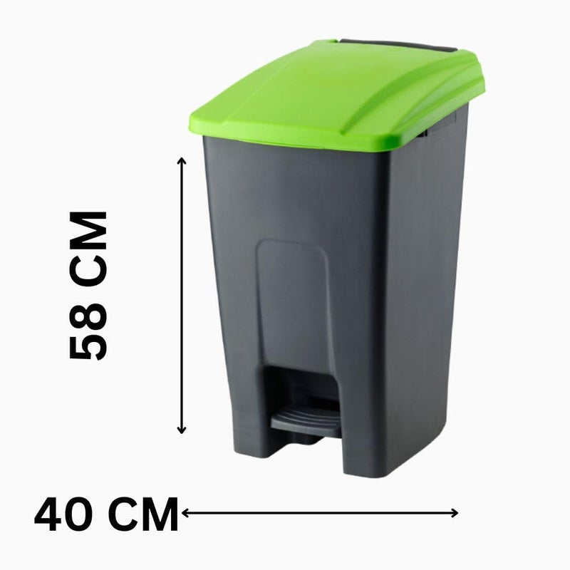 Planet Garbage Container, Trash Basket with Foot Pedal & Handel,Hard Plastic Material, use in schools, hospitals, Universities, Malls, Green (50 Liter) - Image 2