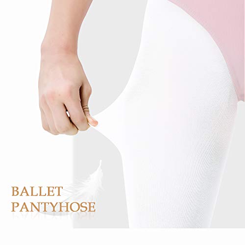 HETH Ballet Tights for Girls - Ultra Soft Dance Tights Convertible White Tight (Toddler/Kids,X-Large,2pcs) - Image 2