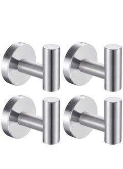 Y&D Wall Towel Hooks Coat Hook Bathroom Robe 304 Stainless Steel Heavy Duty Door Hanger Clothes Cabinet Closet Sponges Bedroom Kitchen Hotel Pool 4 Packs (Silver)  - Image 1