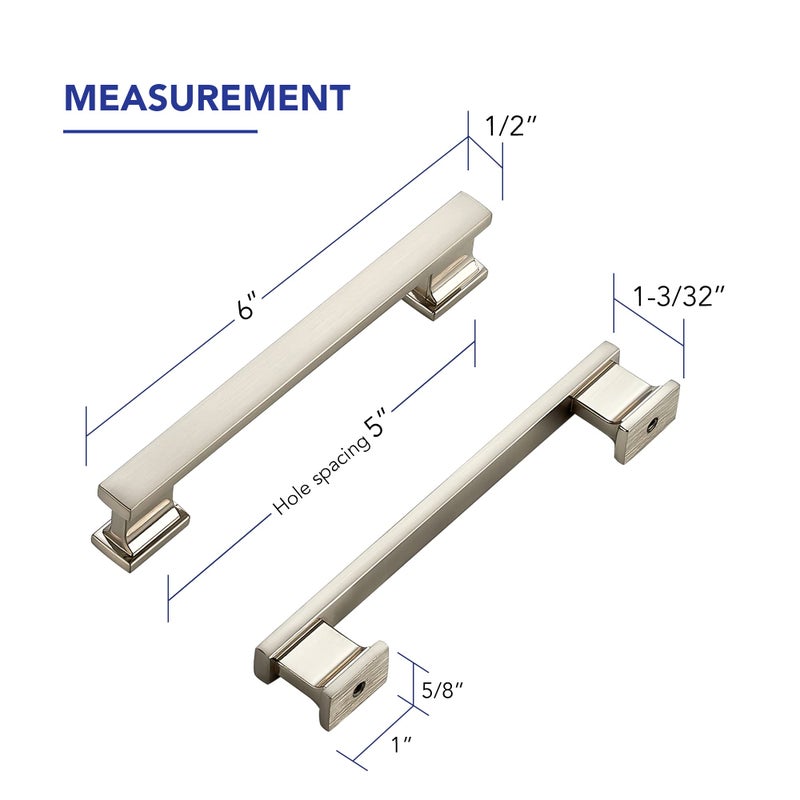 Ravinte Hardware 10 Pack 5 Inch (128mm) Brushed Nickel Cabinet Pulls, Heavy Duty Kitchen Drawer & Cupboard Handles, Solid Cabinet Hardware - Image 2