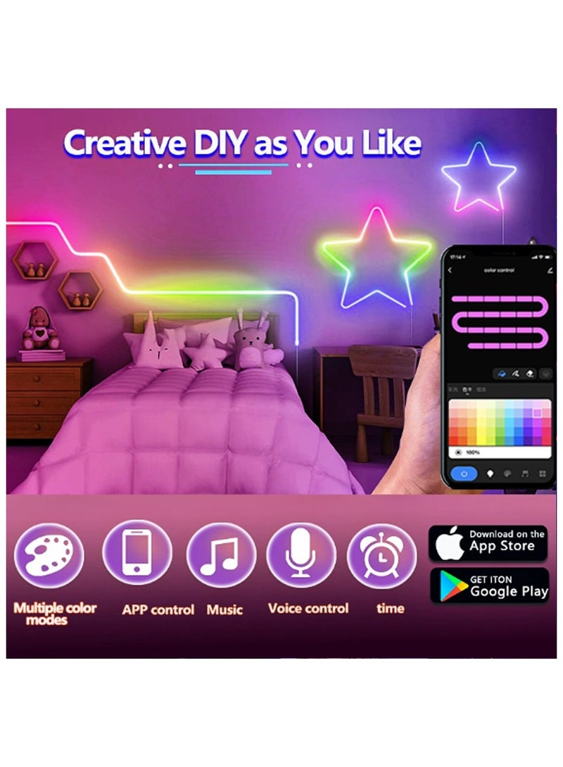 Smart DIY LED Running Water Atmosphere Light 5m Silicone Flexible Colorful Neon Light with Graffiti WiFi Bluetooth Voice Control - Image 3