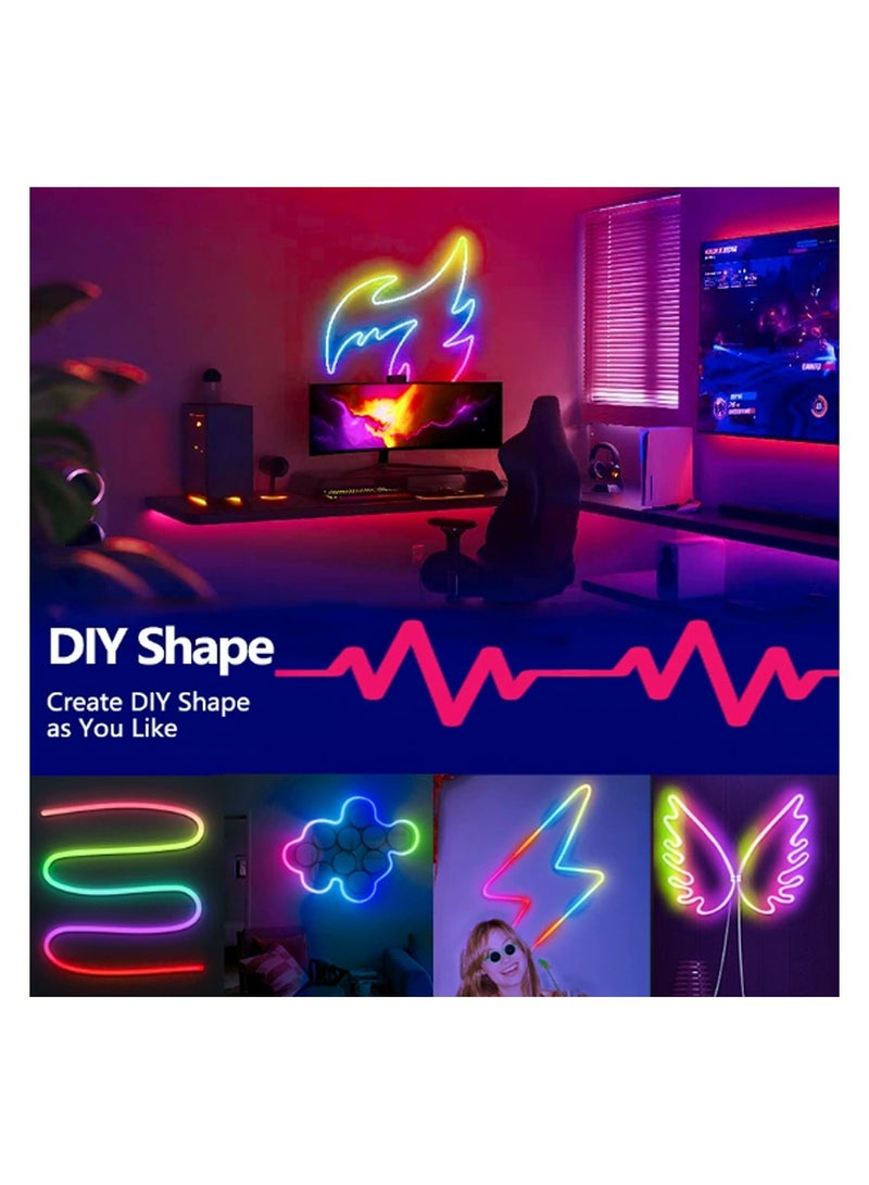 Smart DIY LED Running Water Atmosphere Light 5m Silicone Flexible Colorful Neon Light with Graffiti WiFi Bluetooth Voice Control - Image 1