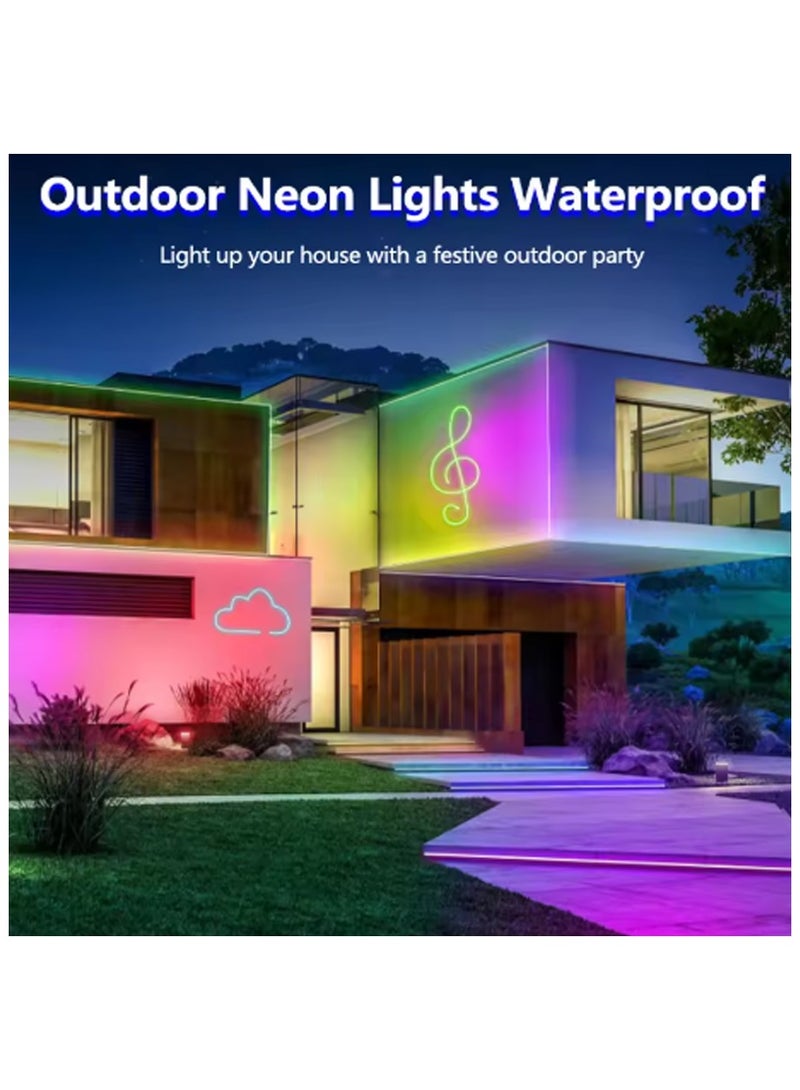 Smart DIY LED Running Water Atmosphere Light 5m Silicone Flexible Colorful Neon Light with Graffiti WiFi Bluetooth Voice Control - Image 4
