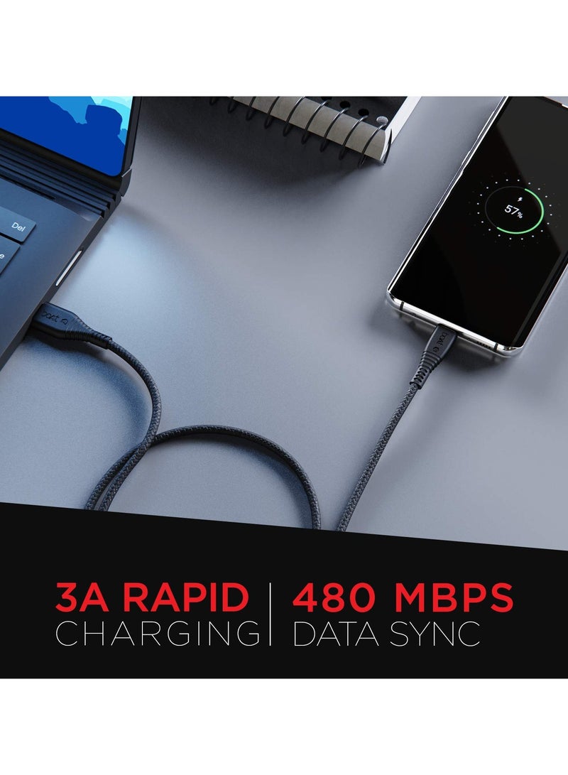بوات كابل نوع C A325/A320 خالي من التشابك، كابل نوع C متين، كابل USB بشحن سريع 3A وسرعة نقل بيانات 480 ميجابت في الثانية، متوافق مع الهواتف الذكية والأجهزة اللوحية 1.5 متر - Image 2