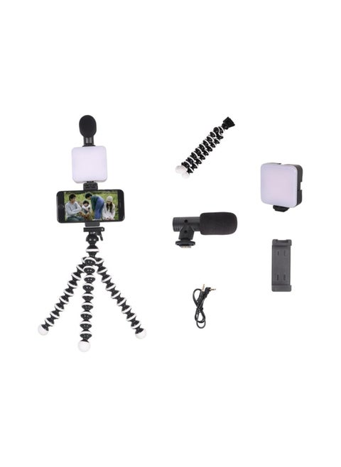 Smartphone Video Recording Kit – 5-in-1 Vlogging Set with Tripod, Microphone, LED Light & Phone Holder – For Mobile Content Creation