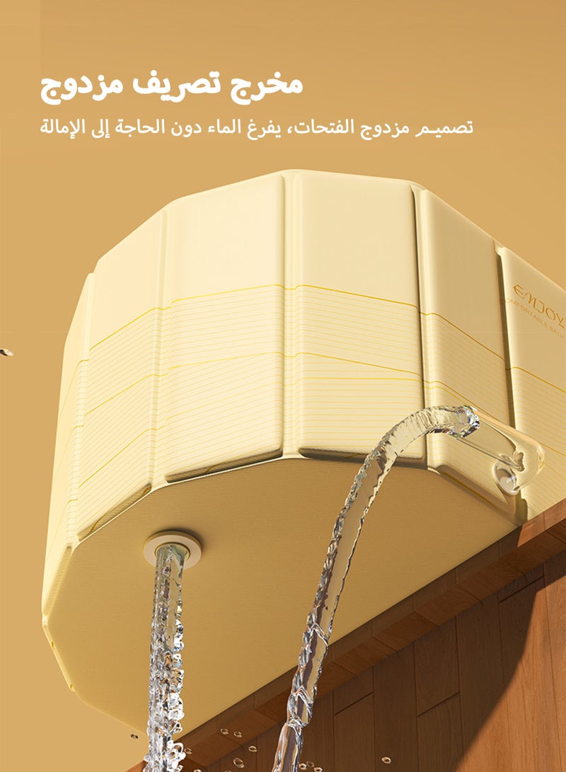 دائرة مربعة حوض استحمام فاخر كبير 150 سم قابل للطي – حوض سبا عائلي قوي التحمل ومحمول وسهل التخزين للبالغين والأطفال والرضع، بدون تركيب، مناسب لحمامات الماء الساخن والثلجي داخل وخارج المنزل - Image 3