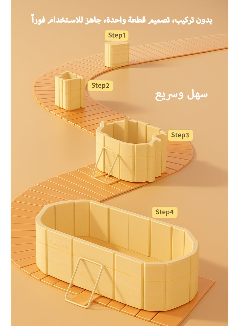 دائرة مربعة حوض استحمام فاخر كبير 150 سم قابل للطي – حوض سبا عائلي قوي التحمل ومحمول وسهل التخزين للبالغين والأطفال والرضع، بدون تركيب، مناسب لحمامات الماء الساخن والثلجي داخل وخارج المنزل - Image 2