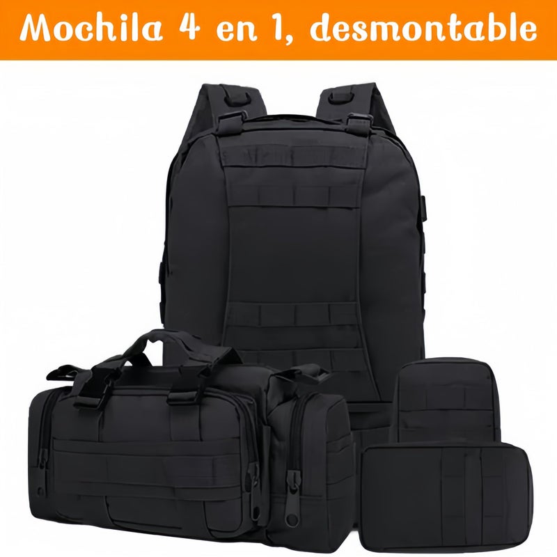 Tactical Backpack 55L with 3 Expansion Tactical Bag Water Resistant Hiking Backpack Large Capacity with Detachable Bags Oxford 900D Camping Backpack - Image 3