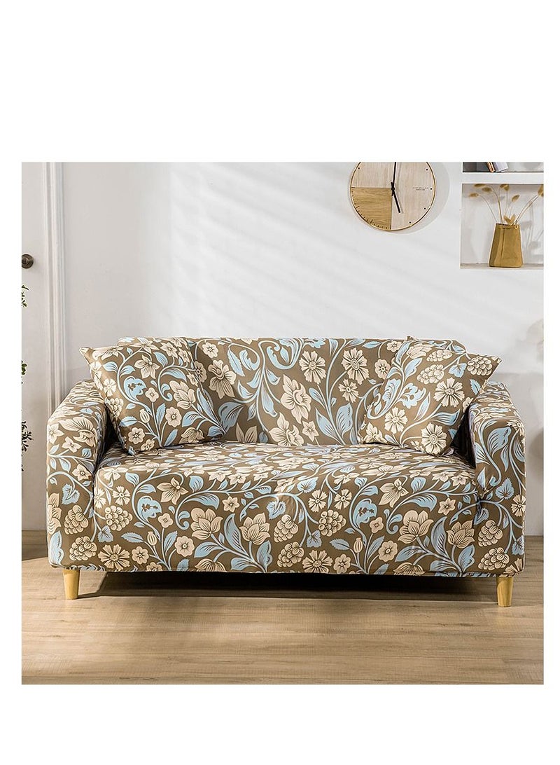 Y&D 3-Seater Exquisitely Floarl Designed Wrinkle-free Anti-slip 360-degree Full Coverage Sofa Slipcover Length Stretch From 190 To230cm - Image 1