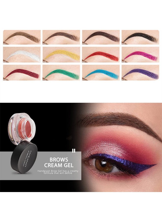 Melemando Melemando 12 Color Eyebrow Cream Colorful Smooth Eyebrow Pomade Gel Long Lasting Waterproof Eyeliner Gel Eye Brow Makeup Cosmetics with Eyebrow Brush (08 Magenta)  - Image 2