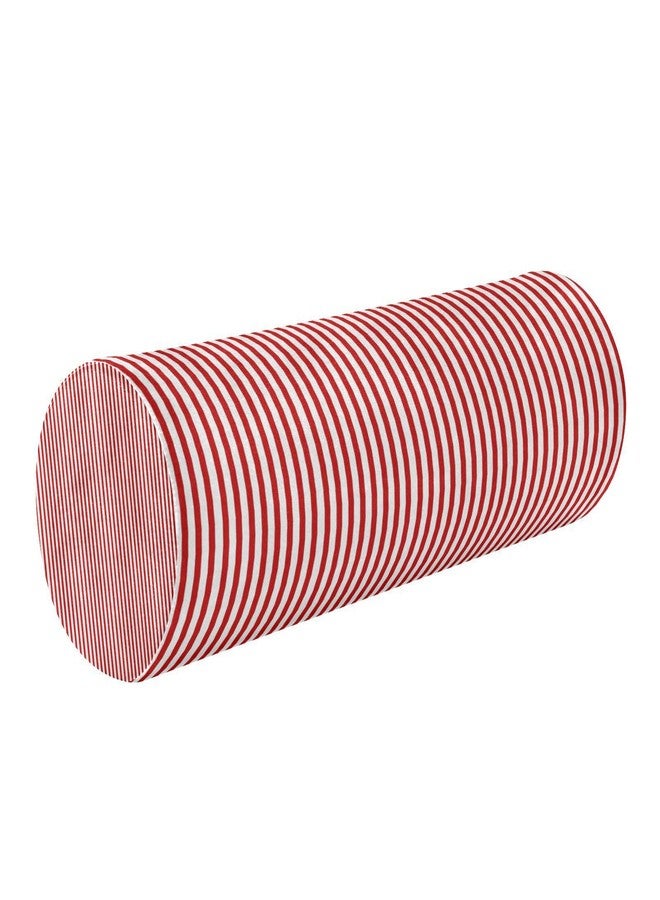 WELLDAY Red White Stripes Neck Roll Pillow - Extra Dense Memory Foam Round Cylinder Bolster for Cervical Support, Spondylosis, Neck Pain Relief - Image 1