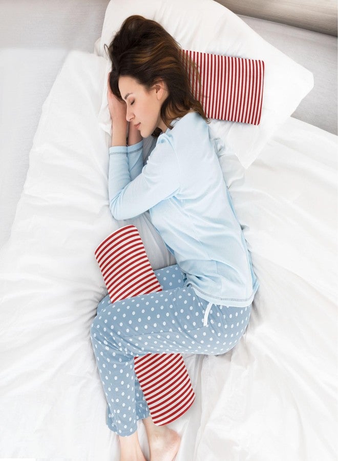 WELLDAY Red White Stripes Neck Roll Pillow - Extra Dense Memory Foam Round Cylinder Bolster for Cervical Support, Spondylosis, Neck Pain Relief - Image 5