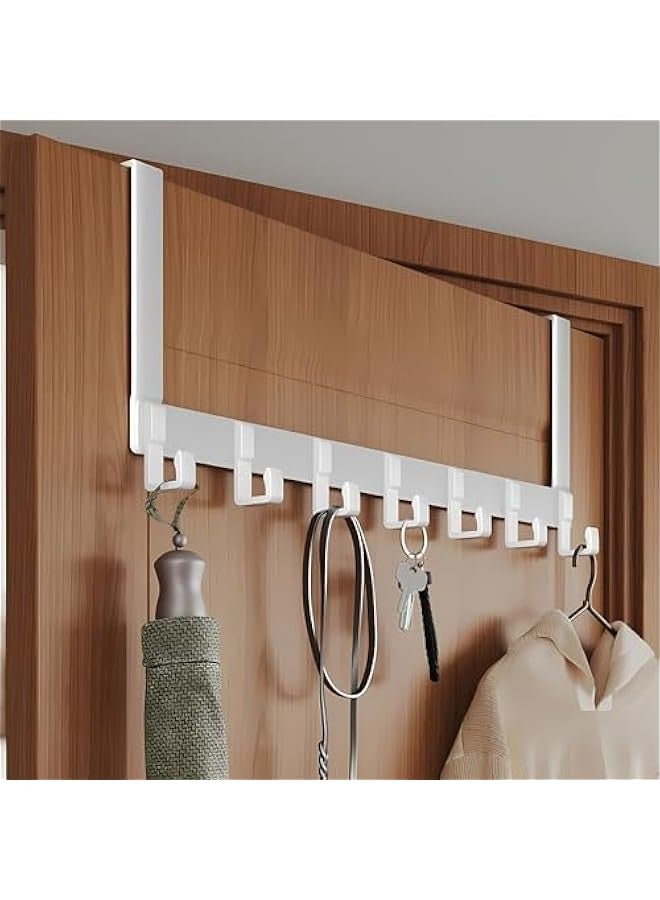 TRASSLE Over Door Hook Hanger with7 Heavy Duty Aluminum Alloy Hooks,Coat Hooks Rack Wreath Door Hanger Key Holder Storage for Bedrooms Kitchen Bathroom Jackets Purses Bags Clothes and Towels  - Image 1