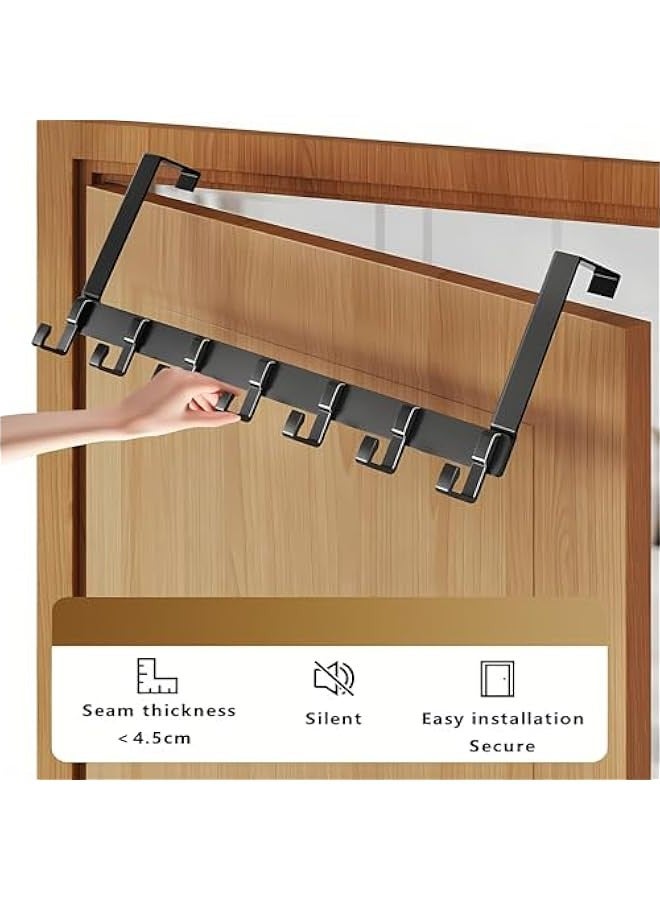 TRASSLE Over Door Hook Hanger with7 Heavy Duty Aluminum Alloy Hooks,Coat Hooks Rack Wreath Door Hanger Key Holder Storage for Bedrooms Kitchen Bathroom Jackets Purses Bags Clothes and Towels  - Image 5