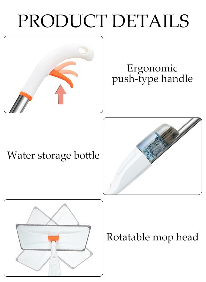 DUNISO Premium Water Spray Mop ，With Sprayer 360 Degree Rotating Handheld Washable Mop，Home Floor Cleaning Tools，35*11CM,White - Image 3