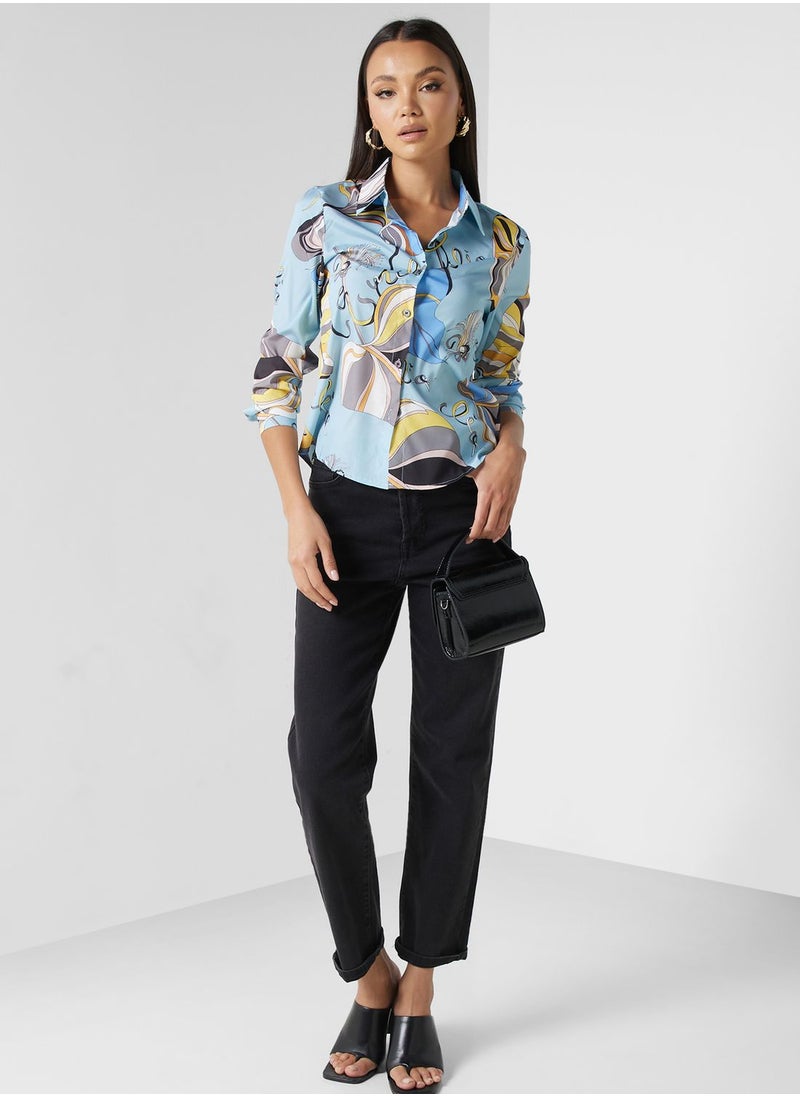ELLA - Printed Button Down Shirt - Image 1