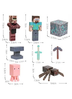 MINECRAFT Minecraft Building Blocks Toy Doll 8-piece Set Cake Decoration Baking Decoration Children's Building Blocks 