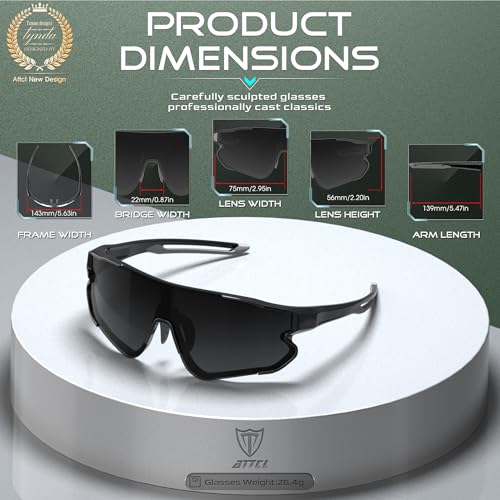 ATTCL Kids Teens Baseball Sunglasses Sports Lightweight UV400 Boys Girls Cycling Glasses Bike goggles XQ548 Black Grey - Image 4