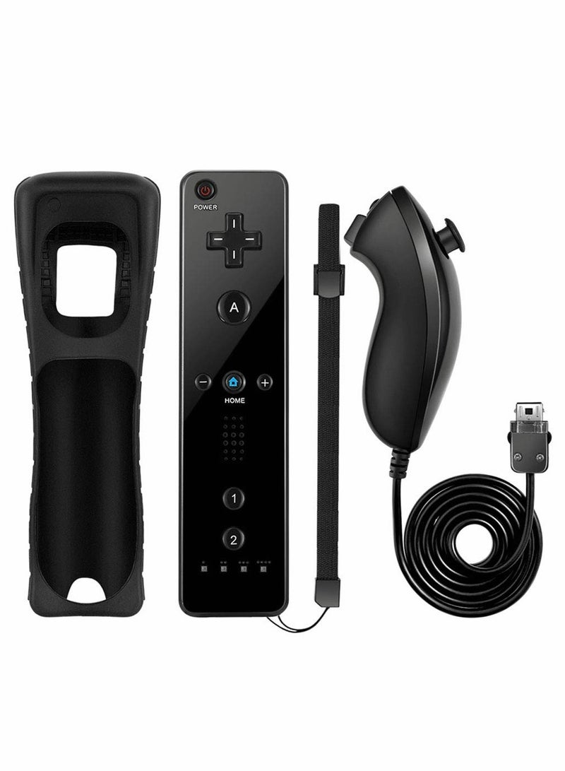 كابتن تيك Wii and Wii U Controller Set: NC Remote Controller with Nunchuk Replacement, Includes Silicone Case and Wrist Strap for Enhanced Gaming Experience. - Image 1