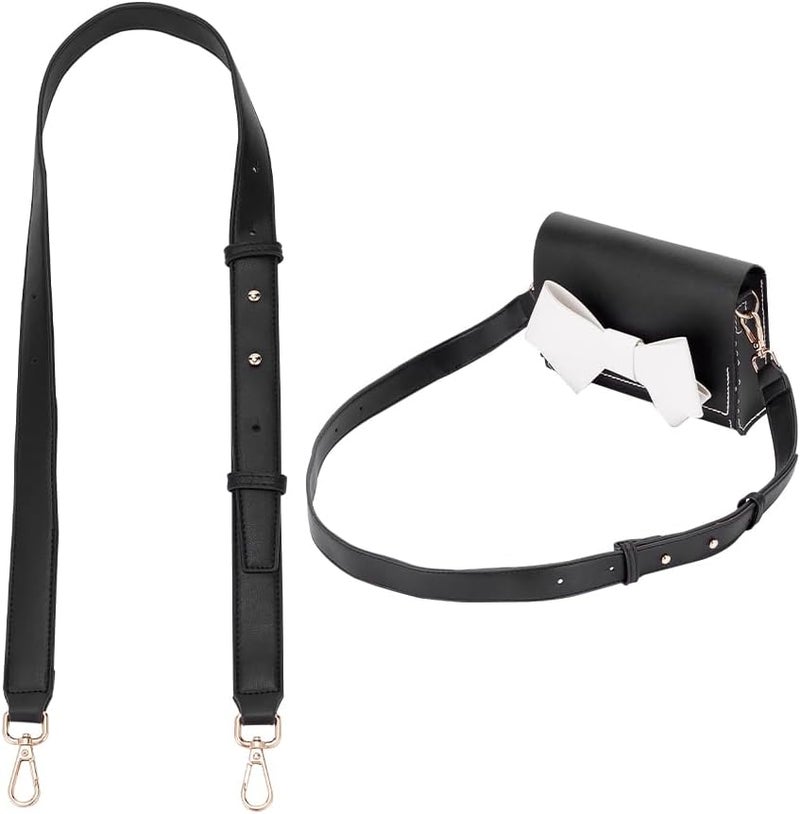 klarako Wide PU Leather Purse Strap, 39.8 Inch Adjustable Shoulder Strap Handbag Handle Strap Replacement PU Leather Crossbody Strap with Swivel Clasp for Women's Clutche Tote Bag Satchel Wallet, Black - Image 1