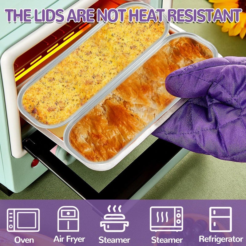 FFNIU 120Pcs Mini Loaf Pans with Lids and Spoons, Aluminum Foil Baking Pans, Rectangle Mini Cake Pan, Brownie Baking Cups for Picnics Party (Gold) - Image 4