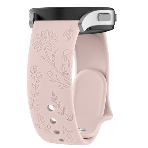 Tobfit 20mm Soft Floral Watch Strap Compatible for Amazfit GTS 2 Mini, Amazfit Bip/Bip U/Pro/Lite, Bip S, Bip 3, Flower Silicone Strap for Amazfit GTS/ 2/2e/3/4/4 Mini, WATCH NOT INCLUDED (Pink Sand) - Image 1