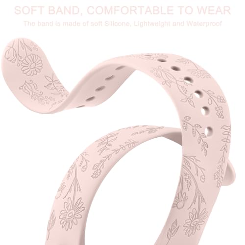 Tobfit 20mm Soft Floral Watch Strap Compatible for Amazfit GTS 2 Mini, Amazfit Bip/Bip U/Pro/Lite, Bip S, Bip 3, Flower Silicone Strap for Amazfit GTS/ 2/2e/3/4/4 Mini, WATCH NOT INCLUDED (Pink Sand) - Image 3