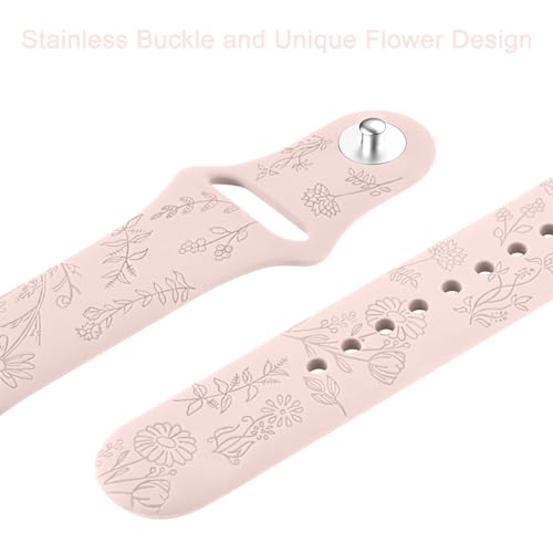 Tobfit 20mm Soft Floral Watch Strap Compatible for Amazfit GTS 2 Mini, Amazfit Bip/Bip U/Pro/Lite, Bip S, Bip 3, Flower Silicone Strap for Amazfit GTS/ 2/2e/3/4/4 Mini, WATCH NOT INCLUDED (Pink Sand) - Image 4
