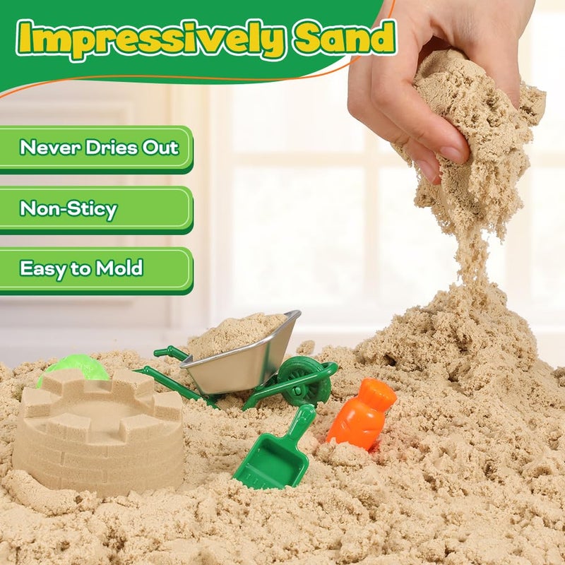 FRUSE Play Sand Farm Toys,Sensory Bins for Toddlers with 2.2lbs Sensory Play Sand,Farm Figures & Tractor Playset,Sandbox Toys for Kids 3 4 5 6 7 - Image 5