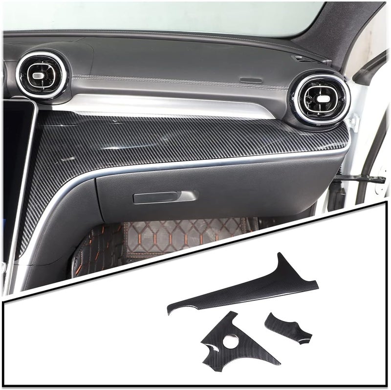 TINKI Carbon Fiber Co-Pilot Dash Instrument Panel Decor Cover Trim 3pcs for Mercedes-Benz W206 2022-2023 C-Class C200 C300 - Image 1