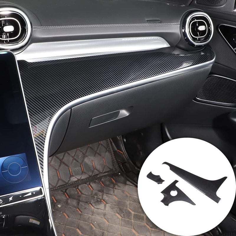 TINKI Carbon Fiber Co-Pilot Dash Instrument Panel Decor Cover Trim 3pcs for Mercedes-Benz W206 2022-2023 C-Class C200 C300 - Image 3
