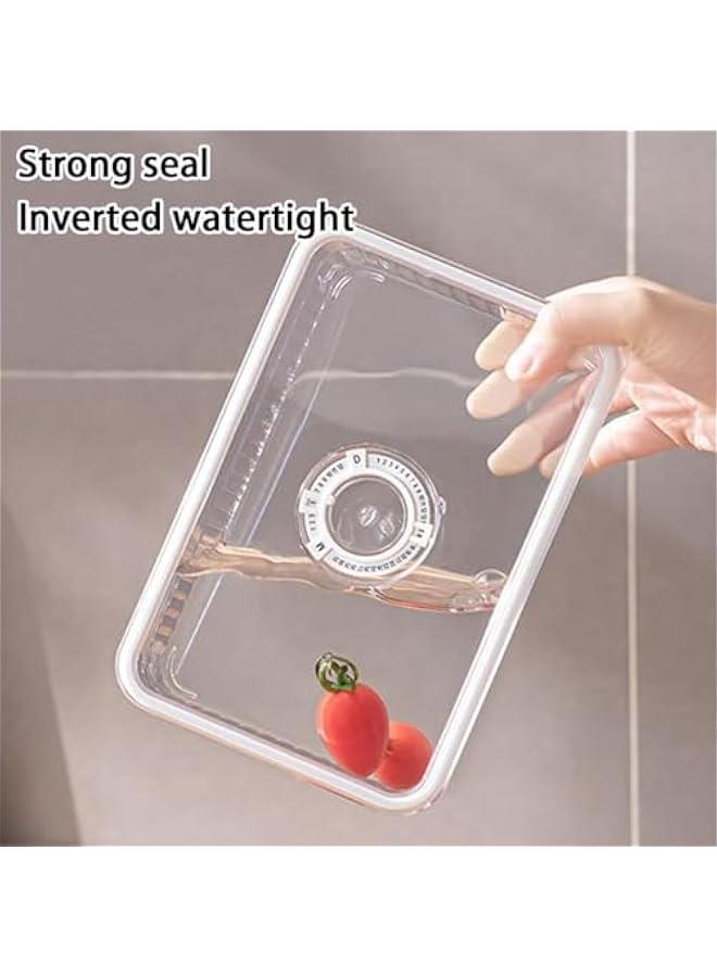 HOOKOR Fridge Organizer Bins Superior Food Storage Container with Freshness Timer Lid, Drain Tray - Fits for Fruits,Vegetable,Meat,3 Rectangle Sets(C) - Image 2