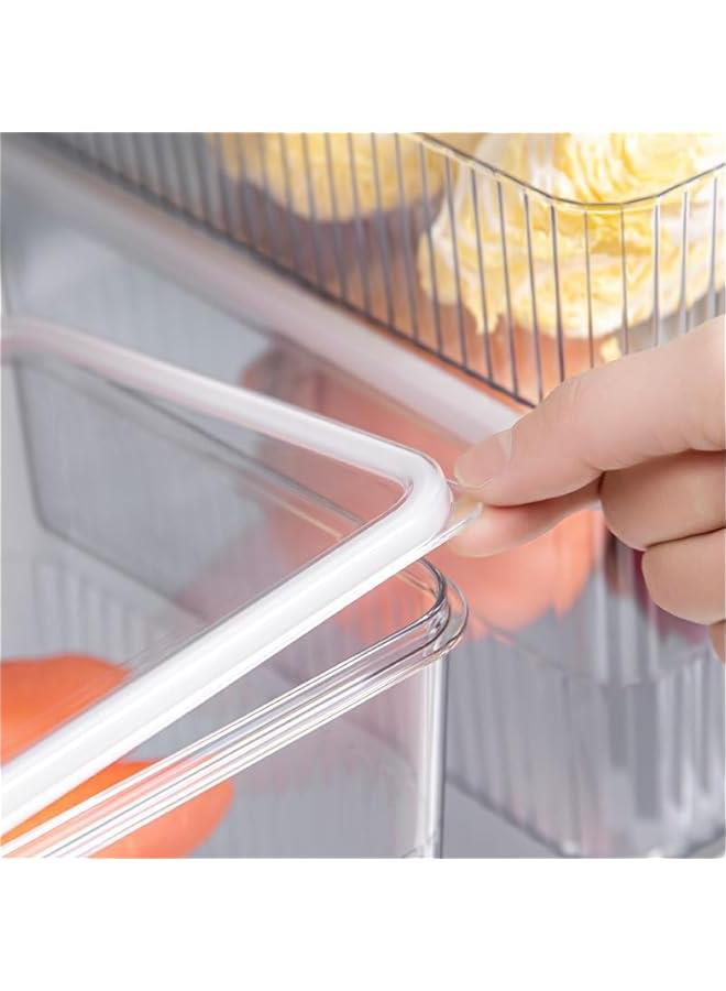 HOOKOR Fridge Organizer Bins Superior Food Storage Container with Freshness Timer Lid, Drain Tray - Fits for Fruits,Vegetable,Meat,3 Rectangle Sets(C) - Image 3