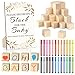 wookidel Baby Shower Games Sign Kit with 50 Blank Wooden Baby Blocks 24 Acrylic Paint Marker and Wooden Sign Blocks for Baby Shower Games Gender Reveals PartyGold - Image 3